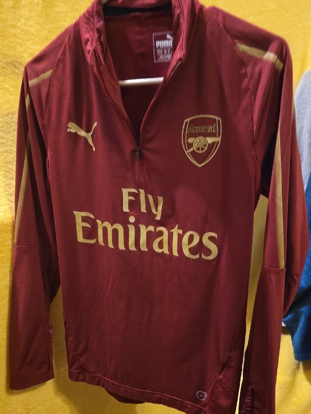 Puma Kids Maroon Long-Sleeve Arsenal Training Top with Gold Logos